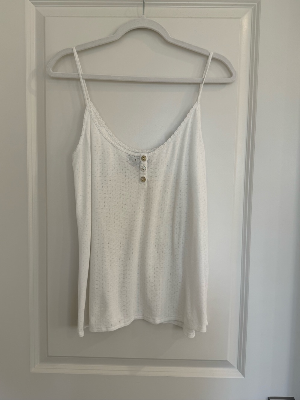 Hatch White Pointelle Knit Camisole